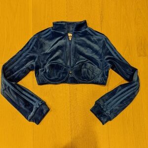Adidas Blue Velvet Cropped Jacket